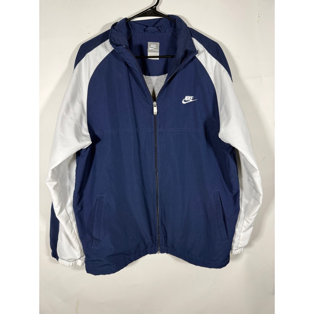 Nike Sportswear Mens Windbreaker Jacket Navy Blue White Full Zip Large